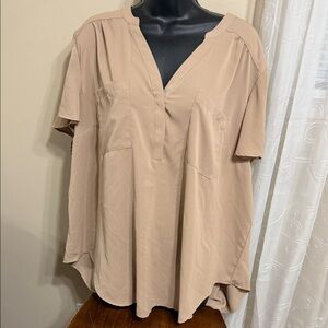 Torrid Tan V-Neck Blouse